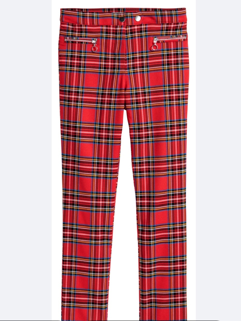 H&M Smart Stretch Red Plaid Trousers Pants Size 10 NWT